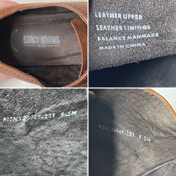 Stacy Adams Mens Leather Wingtip Oxford Shoes Size 9.5 - Picture 13 of 16